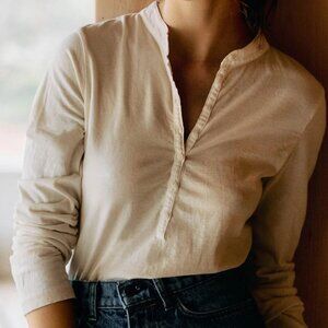 imogene + willie the vintage henley in white - small